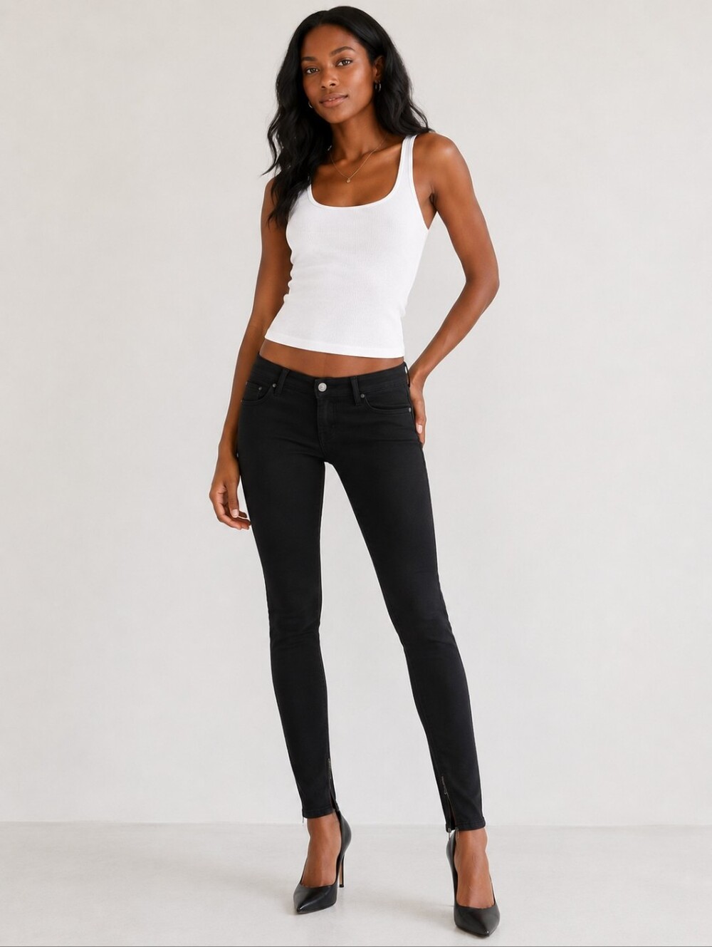 ❤ J BRAND THE DEAL SKINNY JEANS, ZIP HEM, BLACK, 2 (26)